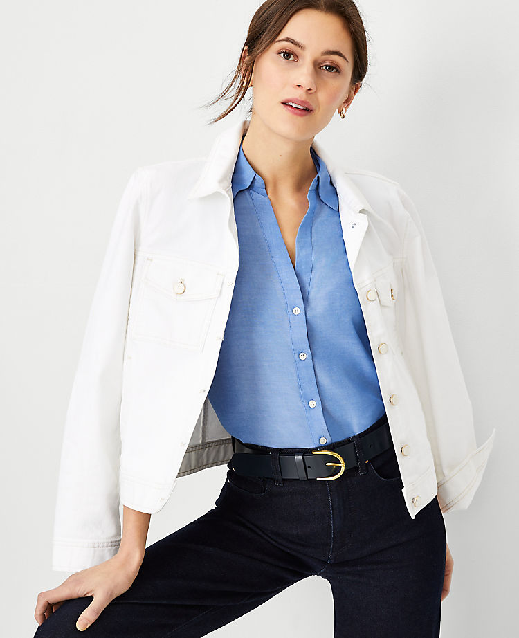Ann Taylor Outlet |  Chambray Sleeveless Essential Shirt
