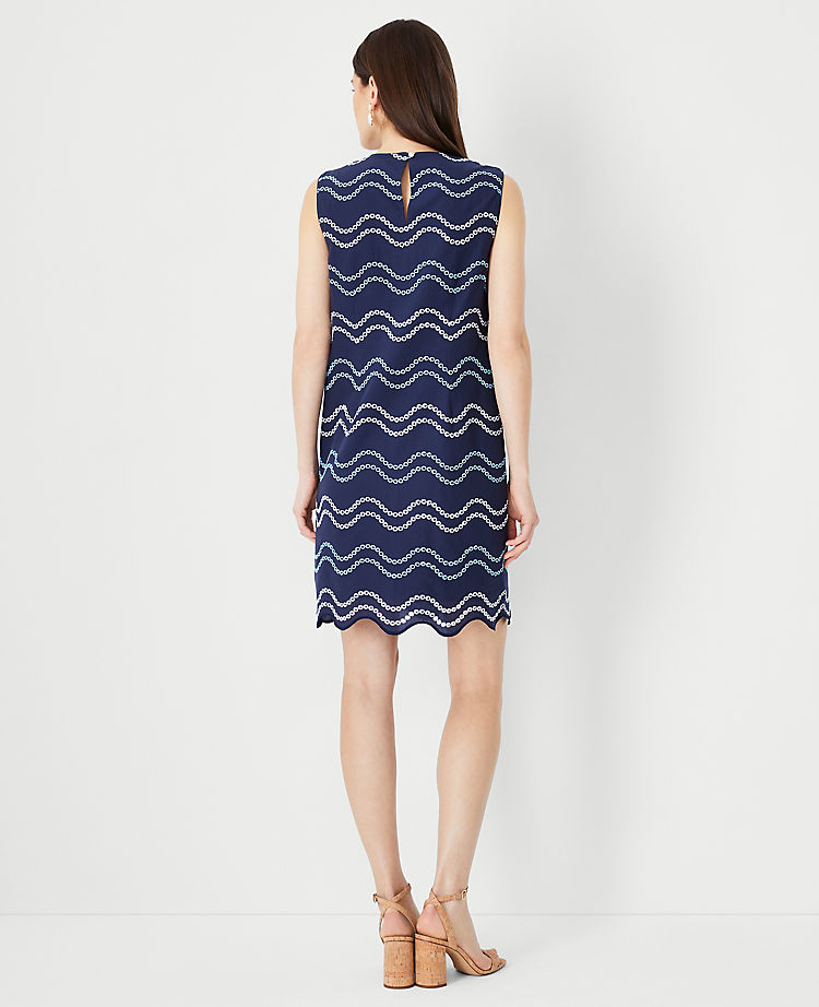 Ann Taylor Outlet |  Wave Embroidered Scalloped Shift Dress