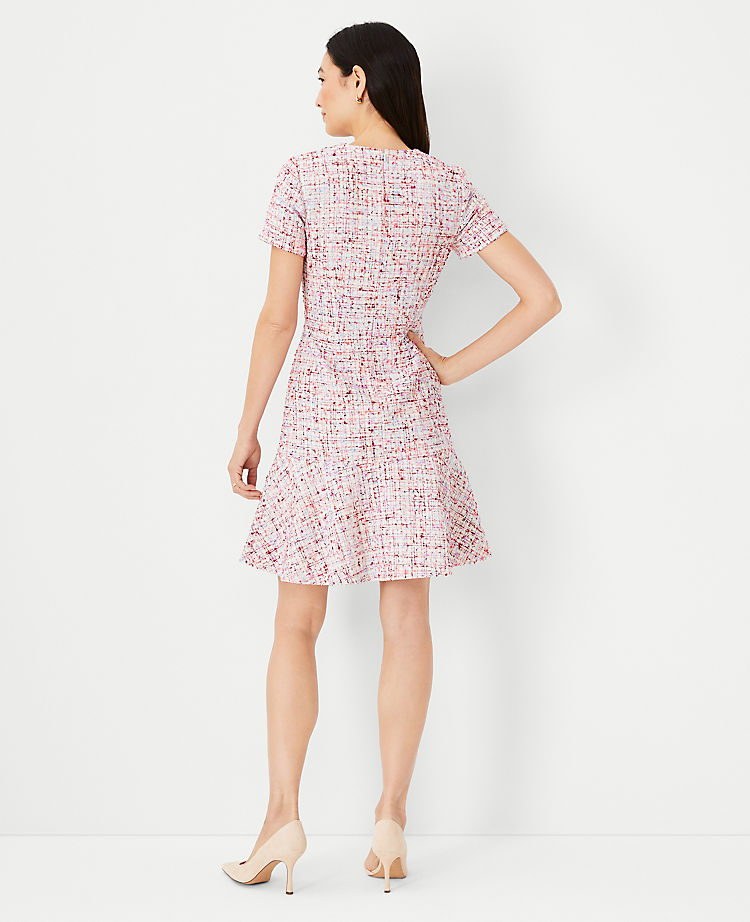 Multicolored Tweed Flounce Dress