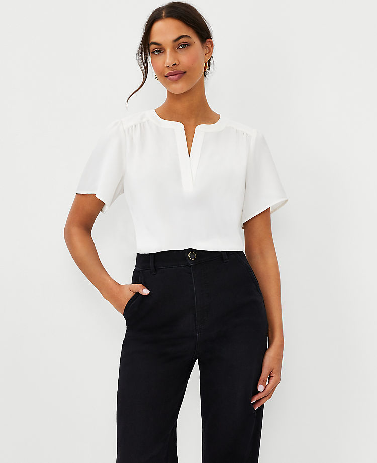 Ann Taylor Outlet |  Flutter Sleeve Popover