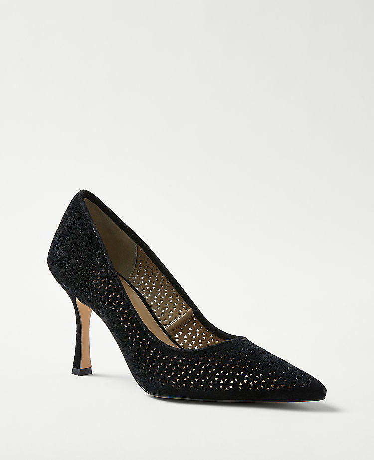 Mila Perforated Suede Pumps