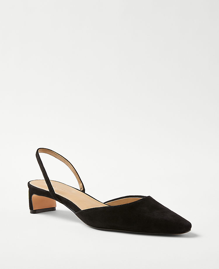Suede Blade Heel Slingback Pumps