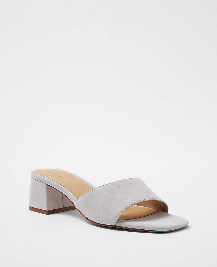 Suede Block Heel Mule Sandals