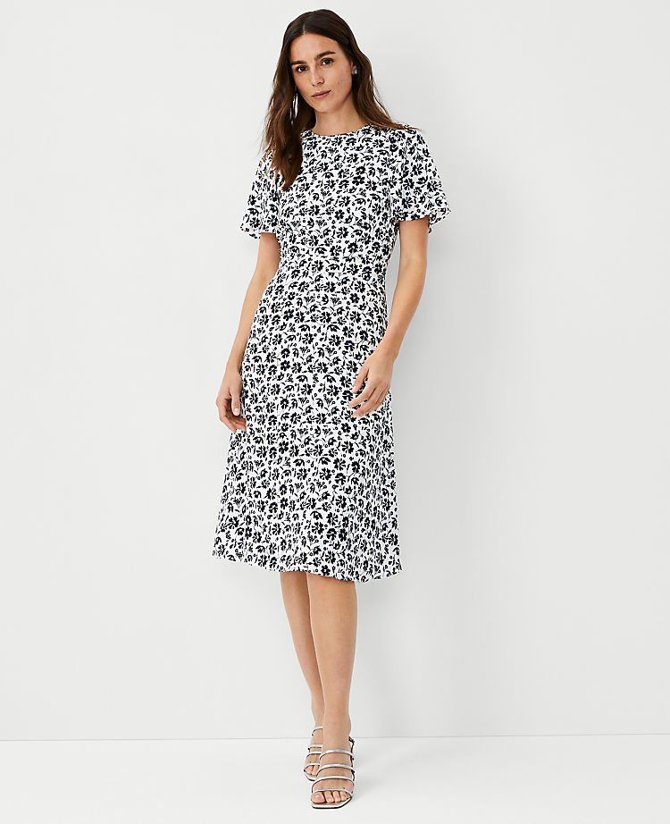 Floral Flutter Sleeve Midi Dress