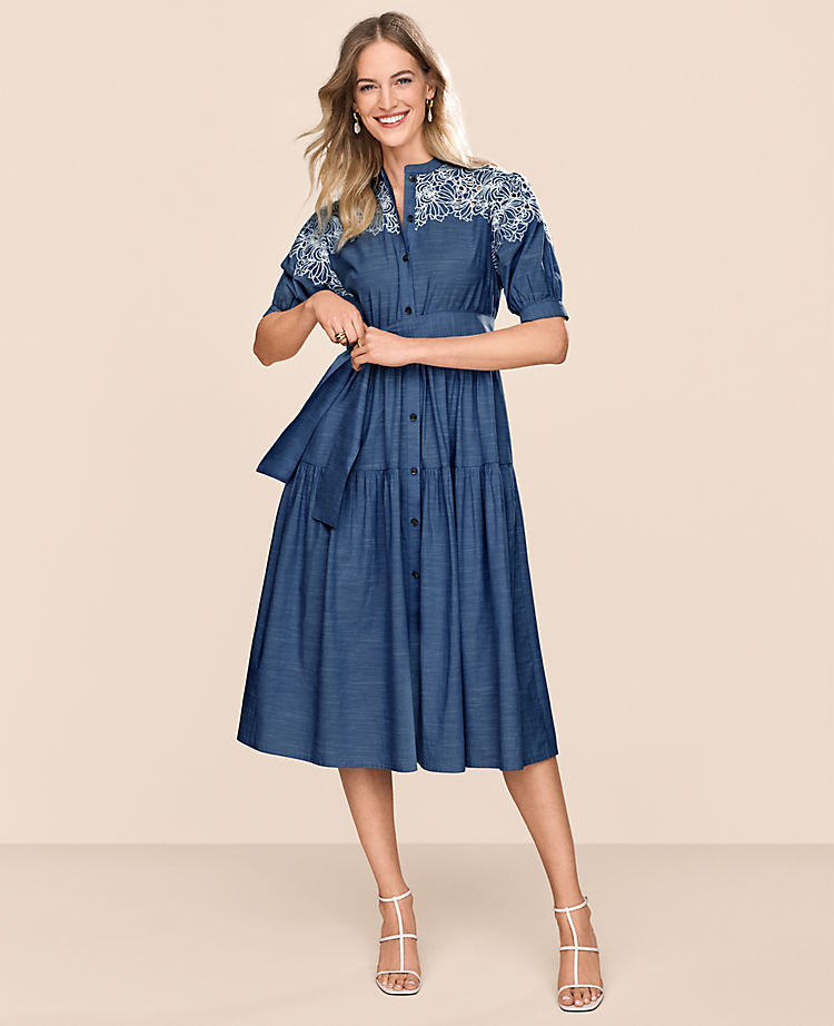 Chambray Eyelet Shirtdress