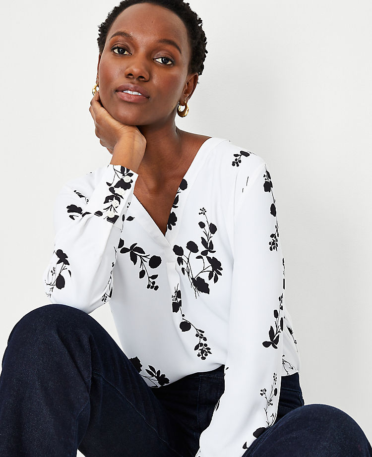 Floral Mixed Media Pleat Front Top