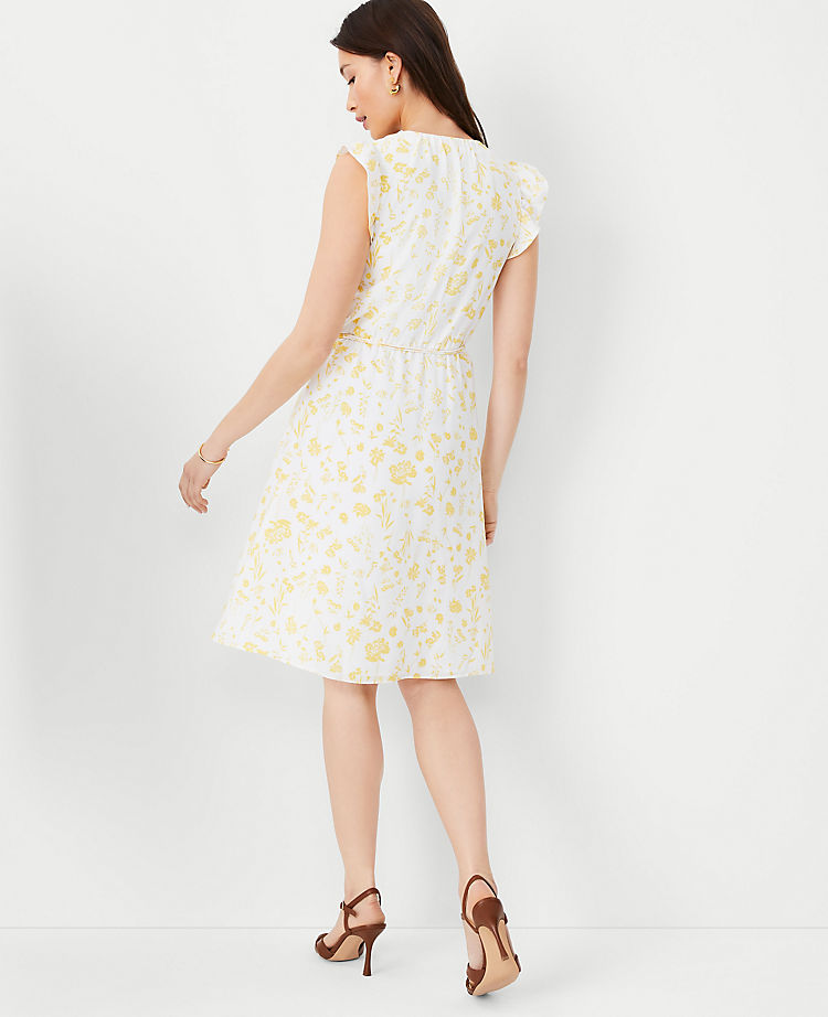 Floral Flutter Sleeve Wrap Dress