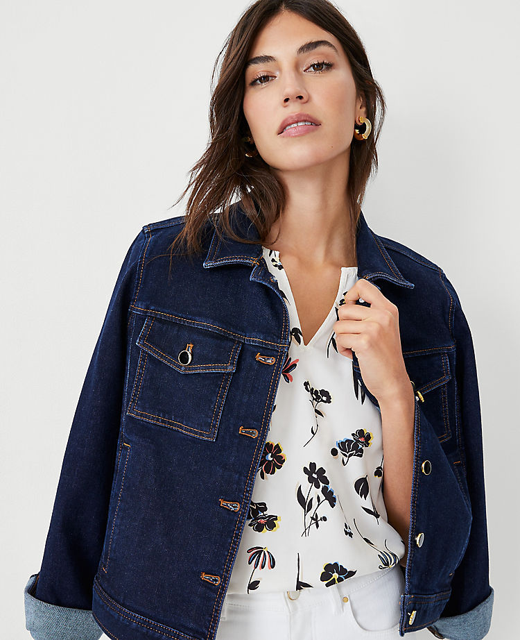 Ann Taylor Outlet |  Floral Split Neck Ruffle Sleeve Top