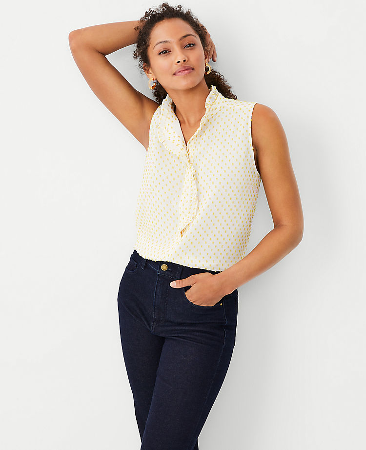 Ann Taylor Outlet |  Clip Dot Ruffle Popover Shell