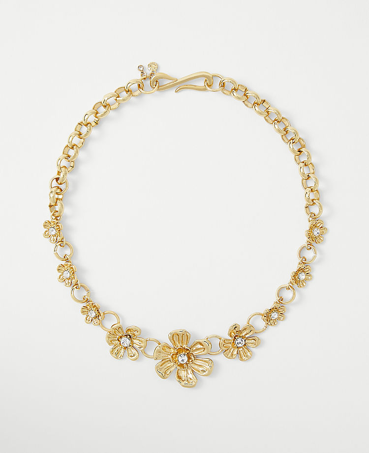 Crystal Flower Statement Necklace