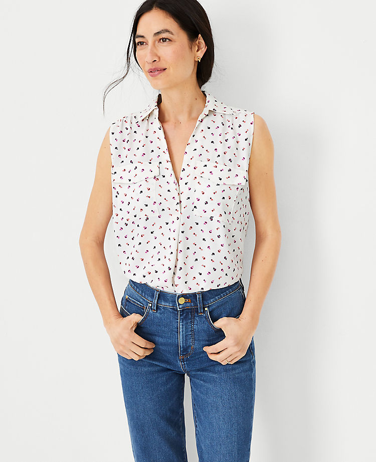 Ann Taylor Outlet |  Floral Sleeveless Camp Shirt