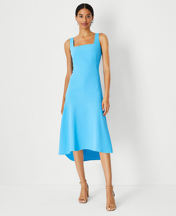 Ann Taylor Square Neck Hi-Lo Flare Dress