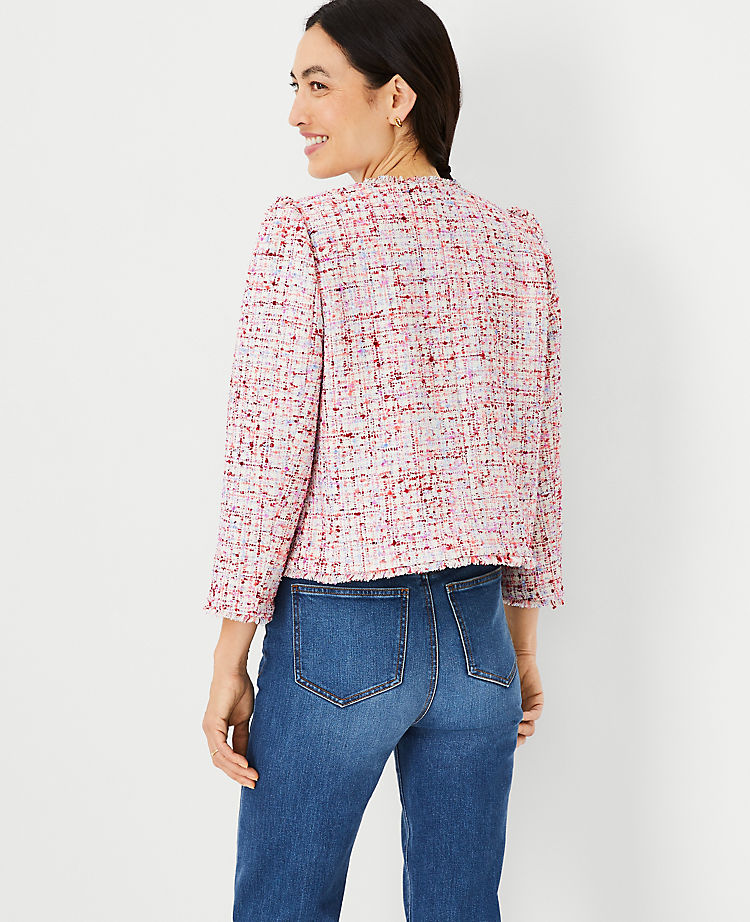 Ann Taylor Outlet |  FRinge Tweed Puff Sleeve Jacket