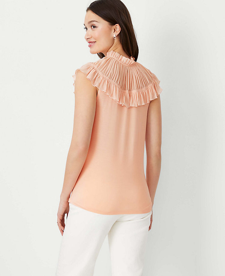 Ann Taylor Outlet |  Mixed Media Ruffle Yoke Top