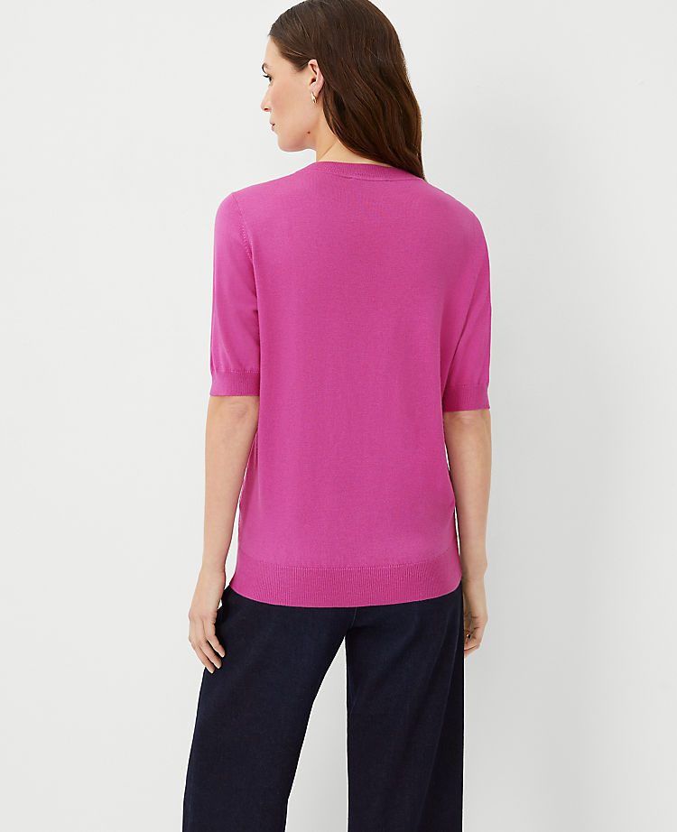 Ann Taylor Outlet |  Eyelet Mixed Media Sweater Tee