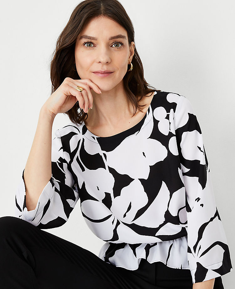 Floral Shadow Smocked Waist Top