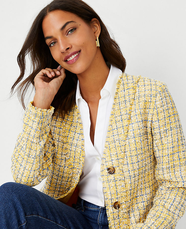 Ann Taylor Outlet |  FRinge Tweed Cardigan Jacket
