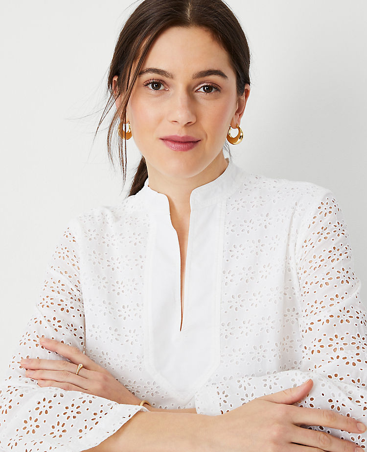 Floral Eyelet Tunic Top