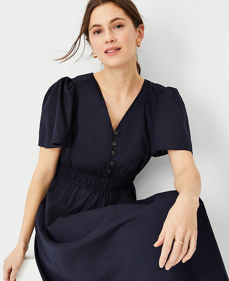 Ann Taylor Outlet |  Flutter Sleeve Flare Dress
