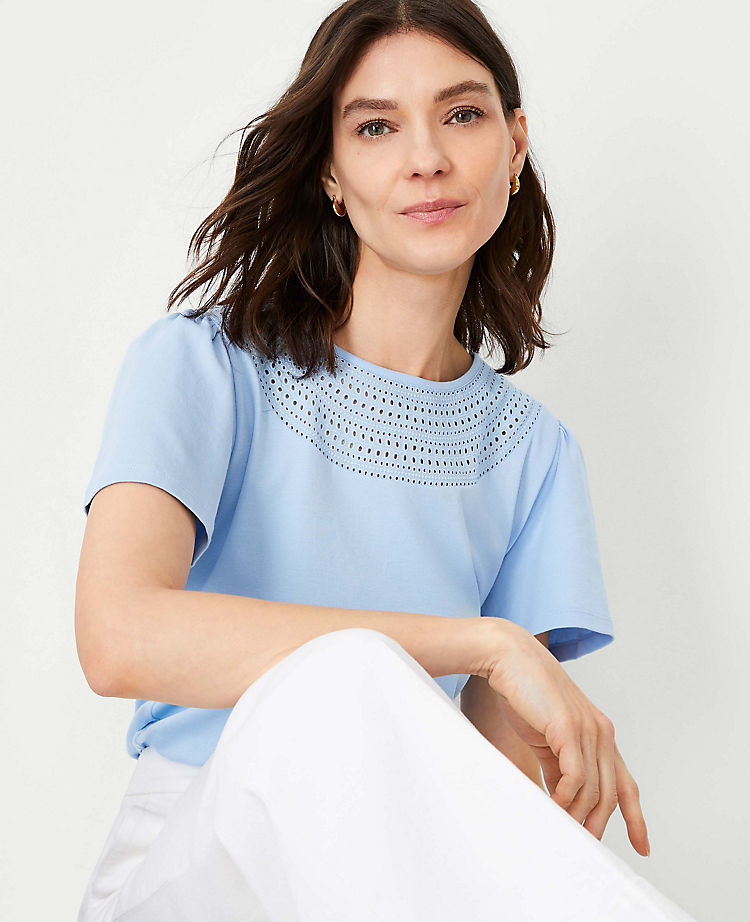 Embroidered Flutter Sleeve Tee