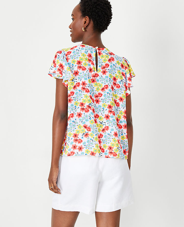 Floral Ruffle Sleeve Top