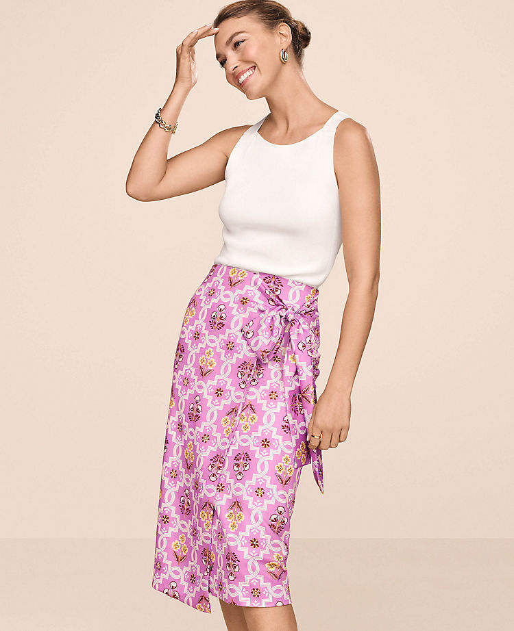 Ann Taylor Outlet |  Tile Print Sarong Pencil Skirt