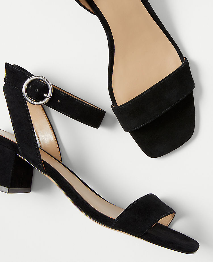 Suede Mid Block Heel Sandals
