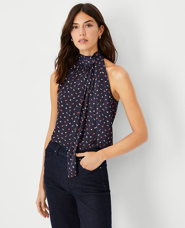 Ann Taylor Outlet |  Floral Bow Halter Top