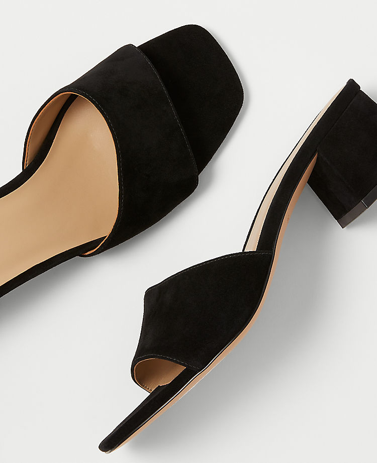 Suede Block Heel Mule Sandals