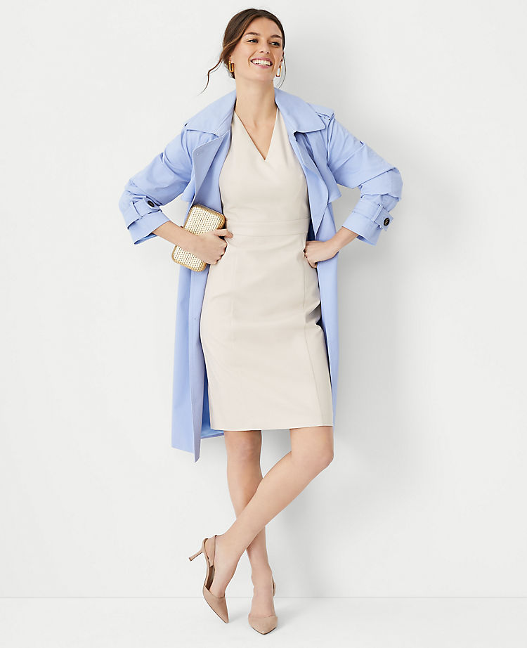 The Seamed V-Neck Sheath Dress in Stretch Cotton