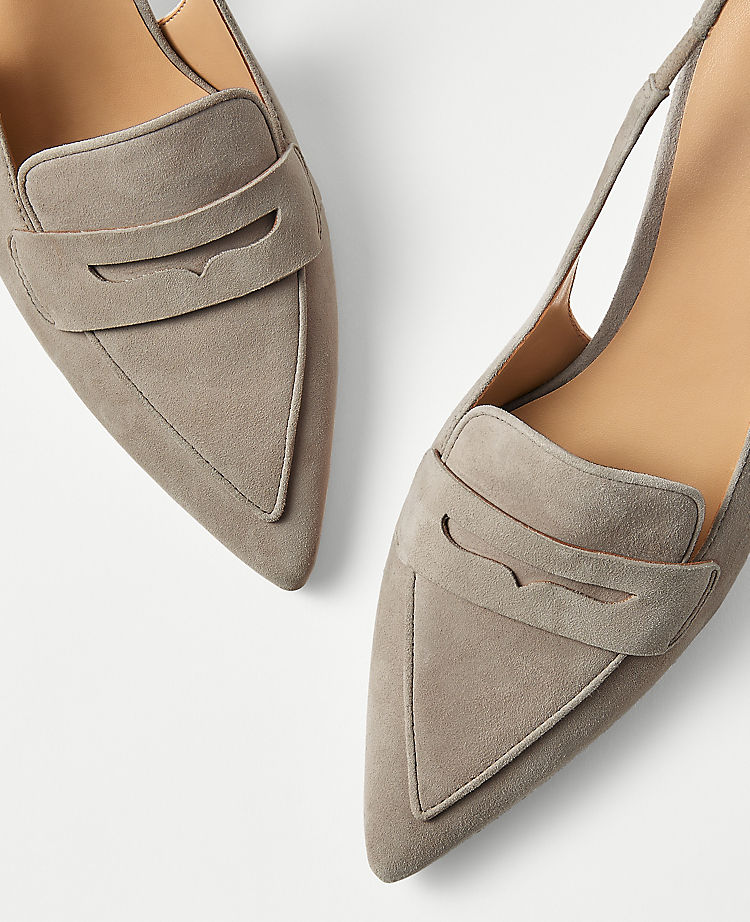 Penny Loafer Suede Slingback Pumps