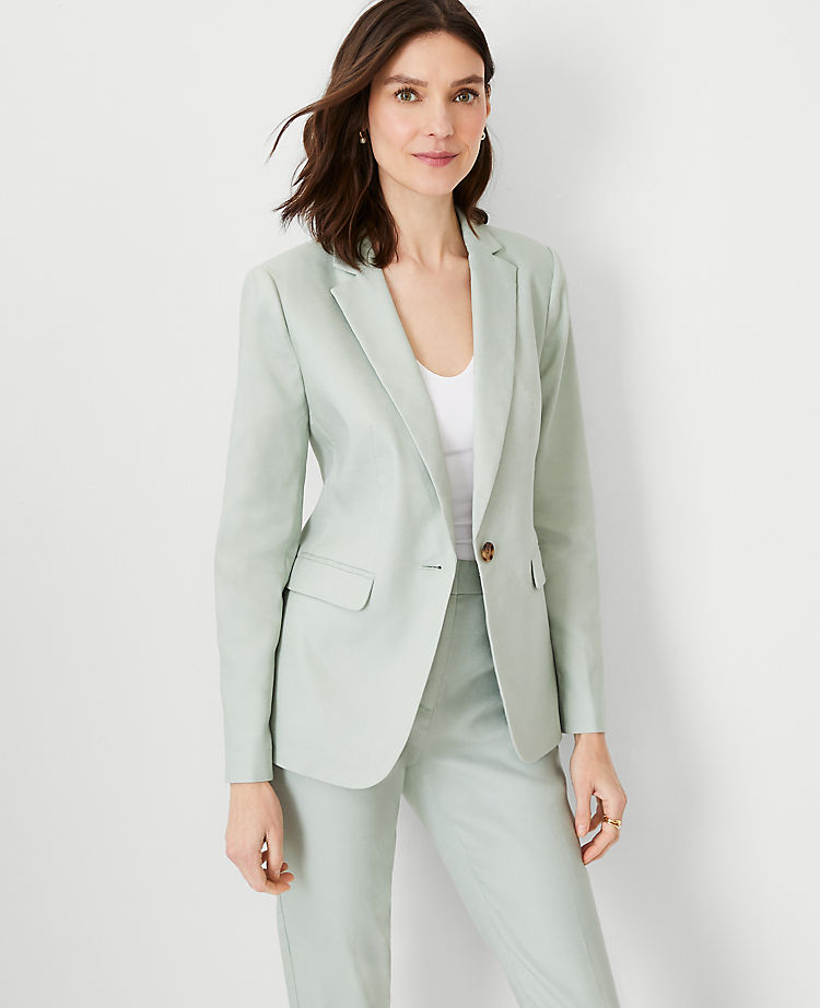 Ann Taylor Outlet |  The Notched One Button Blazer in Linen Blend