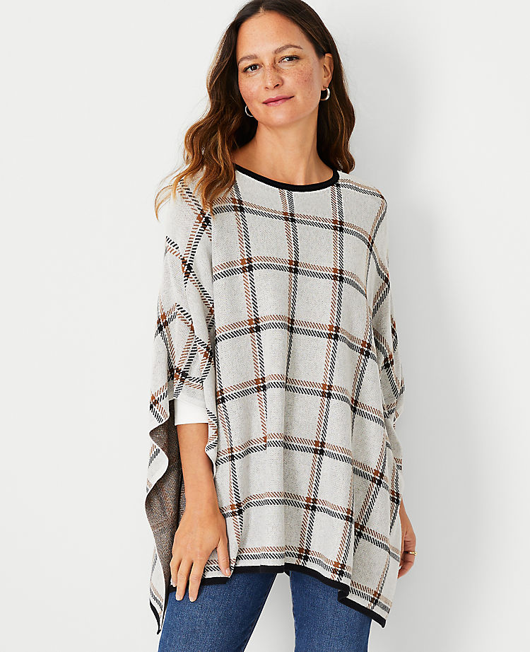 Plaid Jacquard Poncho