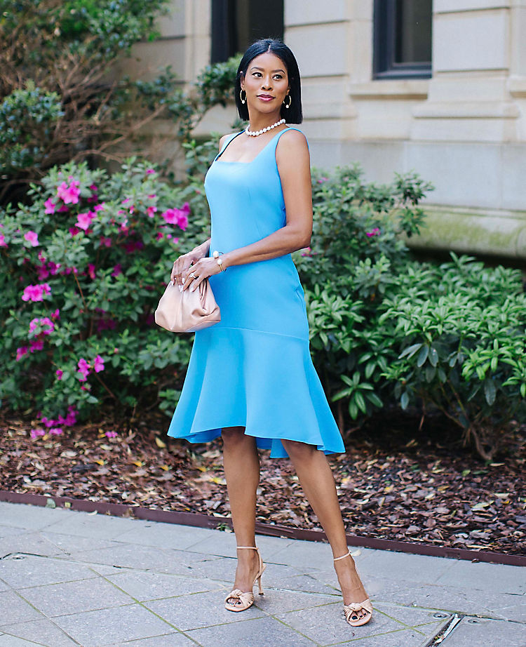 Ann Taylor Outlet |  Square Neck Hi-Lo Flare Dress