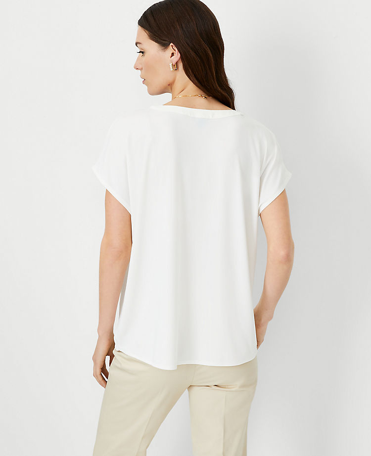 Ann Taylor Outlet |  Mixed Media Pleat Front Top