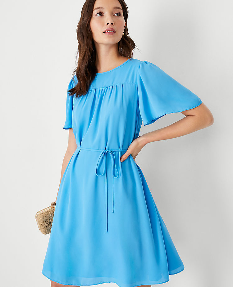 Ann Taylor Outlet |  Flutter Sleeve Belted Shift Dress