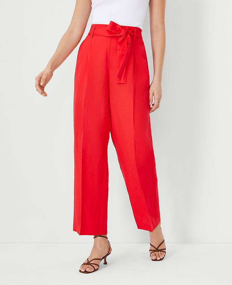 Ann Taylor Outlet |  The Tie Waist Straight Ankle Pant in Linen Blend