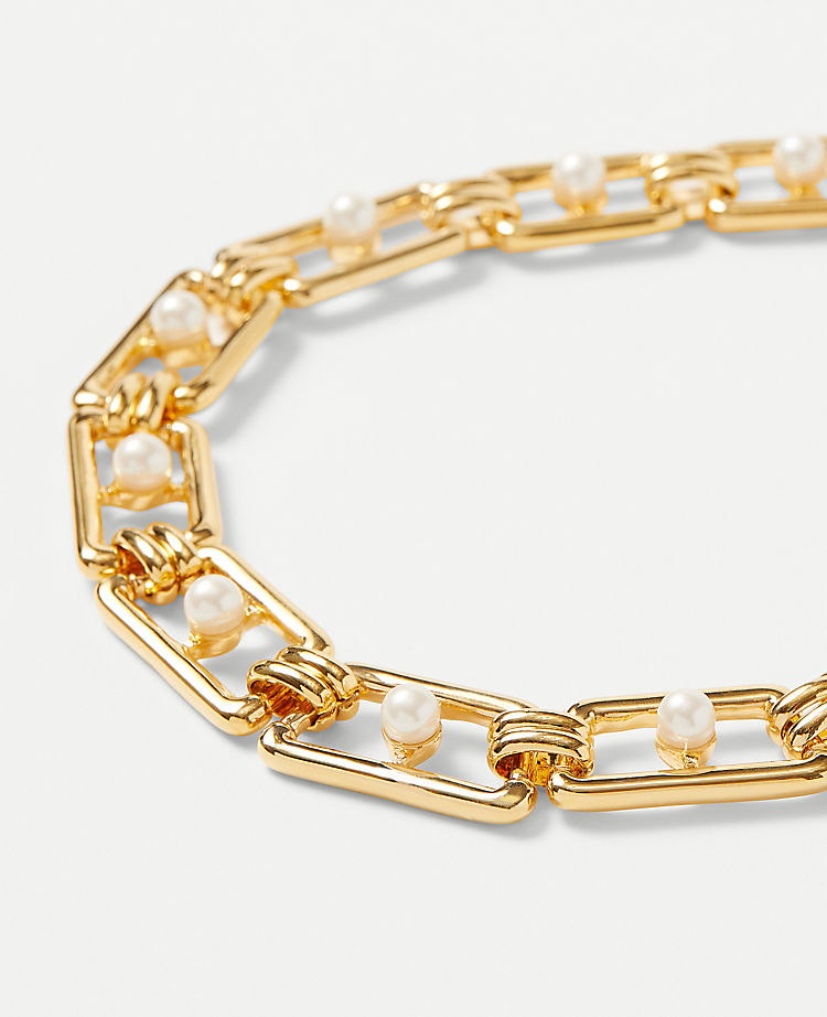 Pearlized Chain Link Statement Necklace