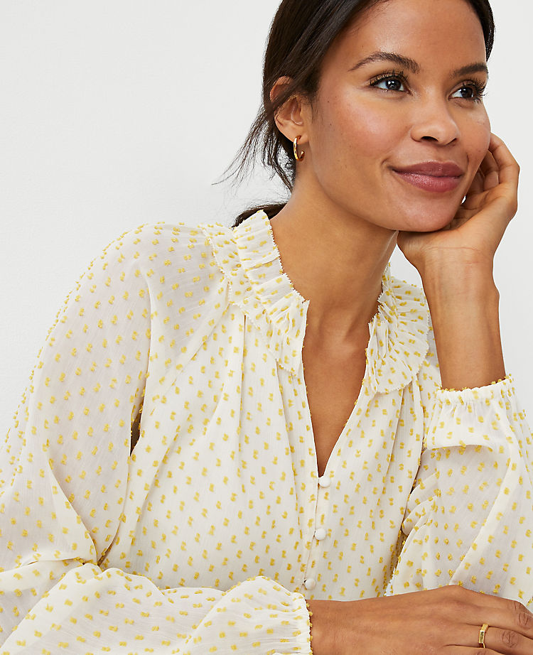 Ann Taylor Outlet |  Clip Ruffle Button Top