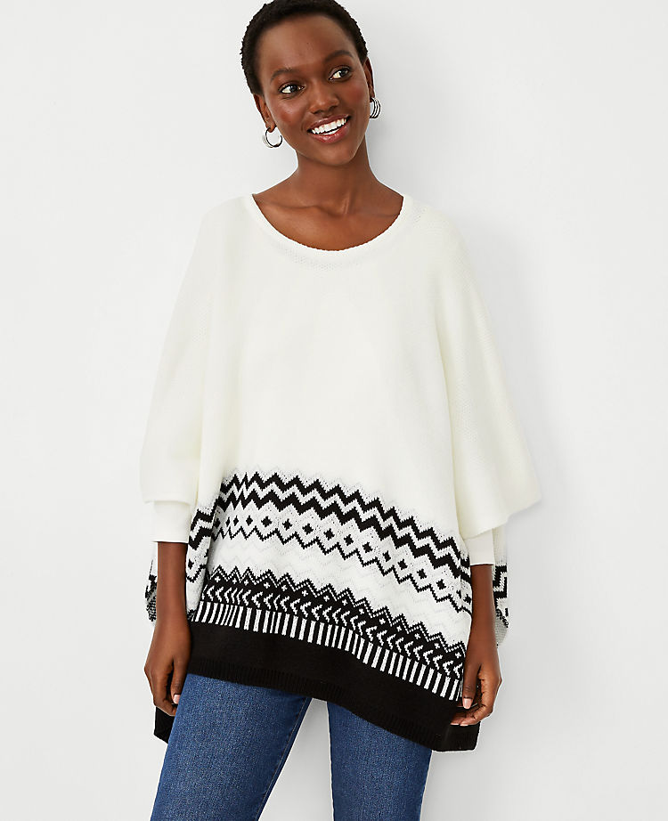 Shimmer Fair Isle Poncho Sweater