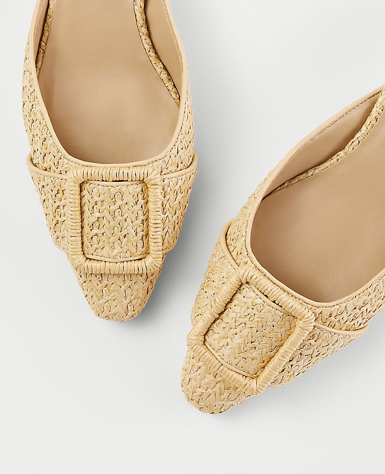 Straw Buckle Mule Pumps