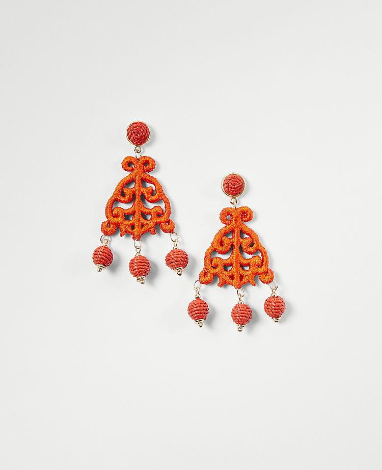 Floral Pom Pom Statement EarRings