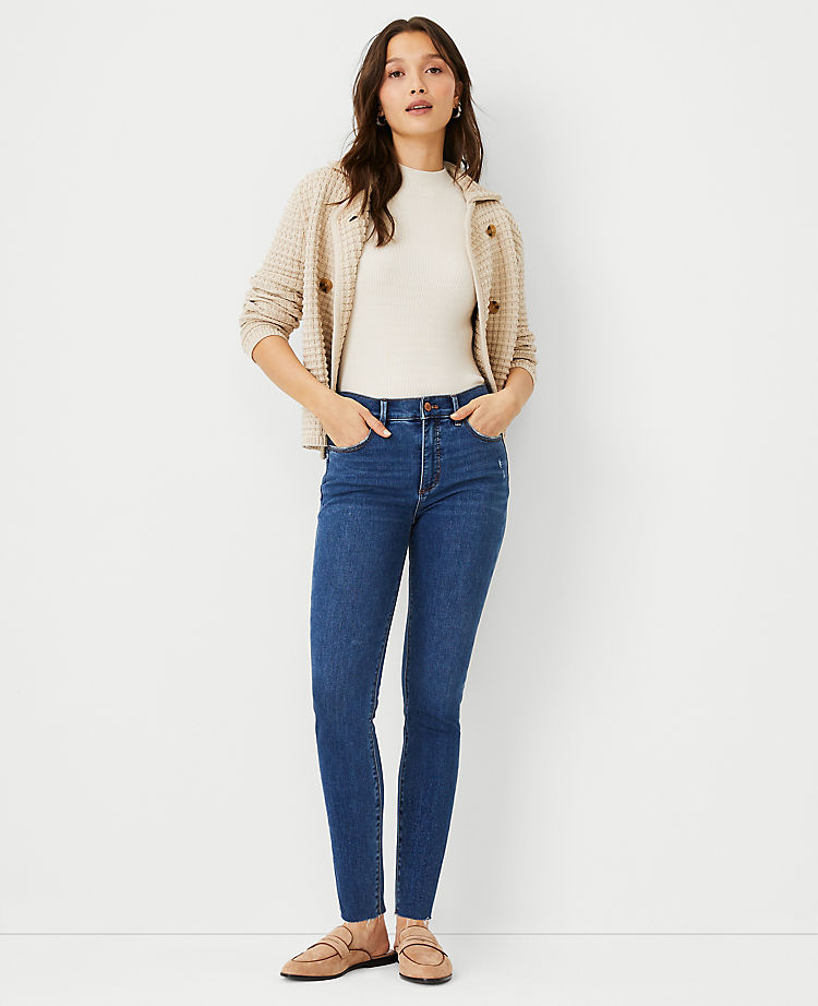 Ann Taylor Outlet |  Sculpting Pocket Mid Rise Skinny Jeans in Mid Stone Wash