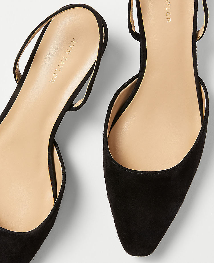 Suede Blade Heel Slingback Pumps