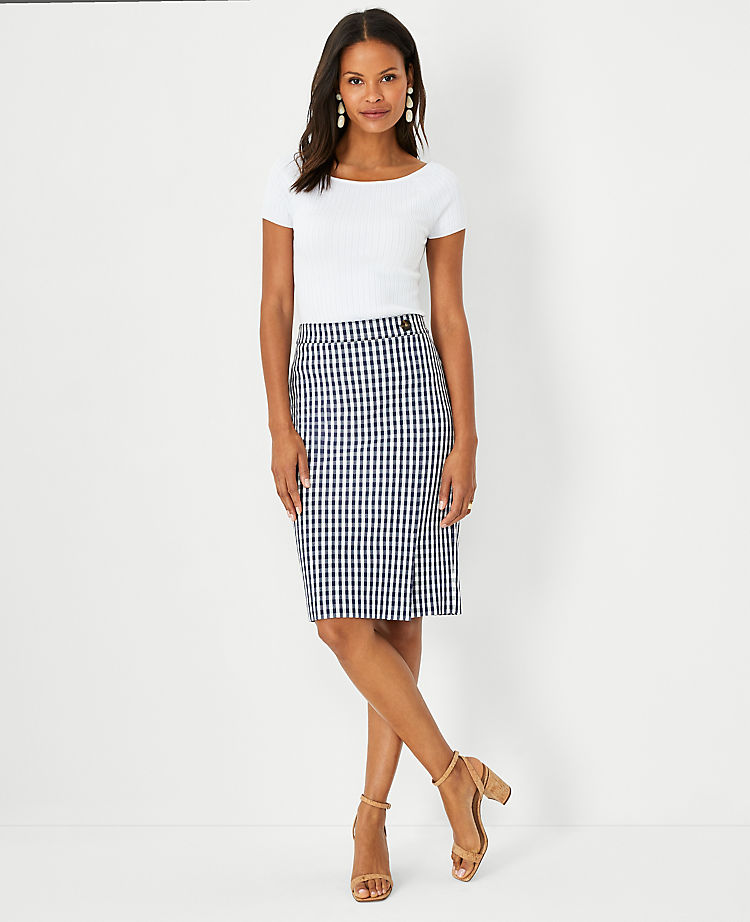 Ann Taylor Outlet |  Plaid Button Front Pencil Skirt