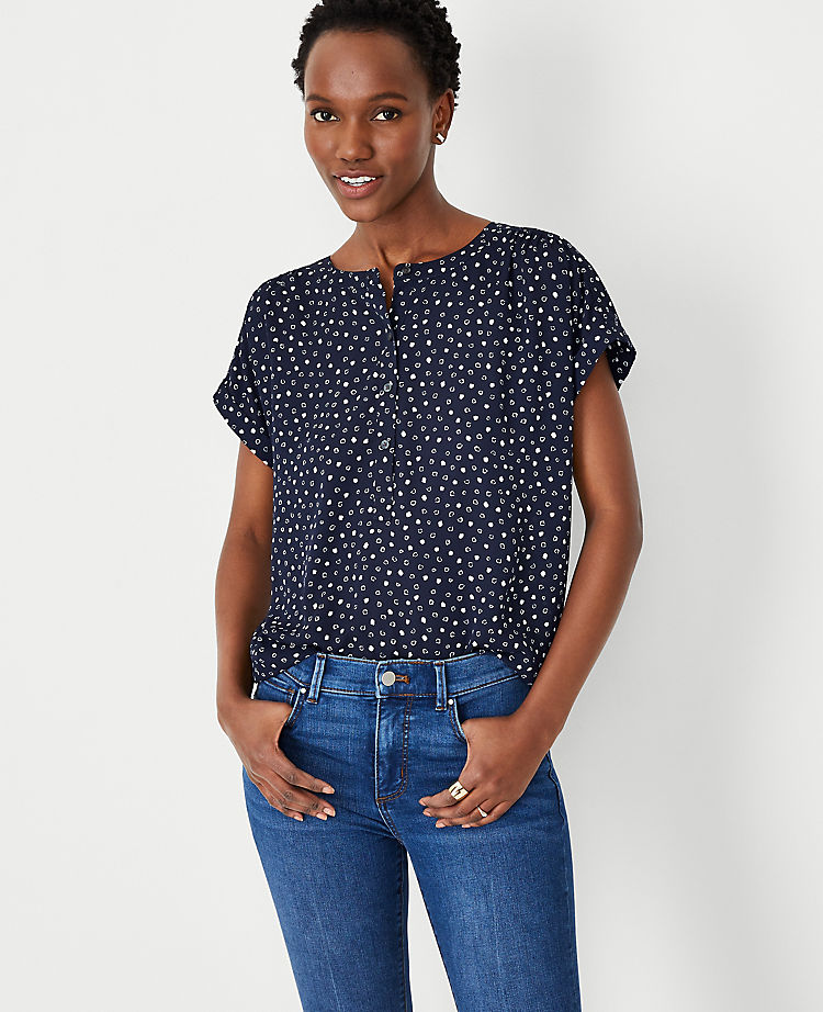 Ann Taylor Outlet |  Spotted Drop Shoulder Popover