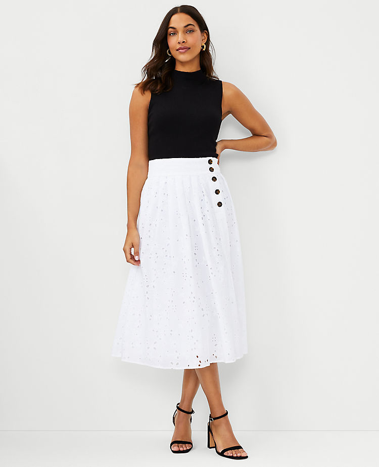 Ann Taylor Outlet |  Eyelet Pleated Full Skirt