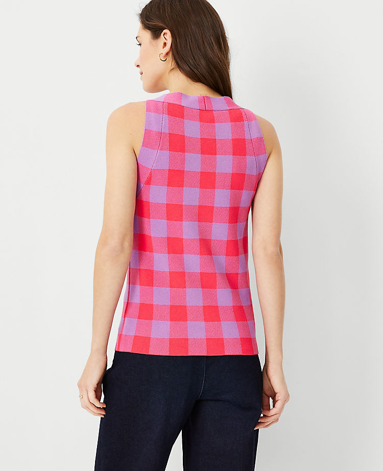 Ann Taylor Outlet |  Gingham Plaid Sweater Shell