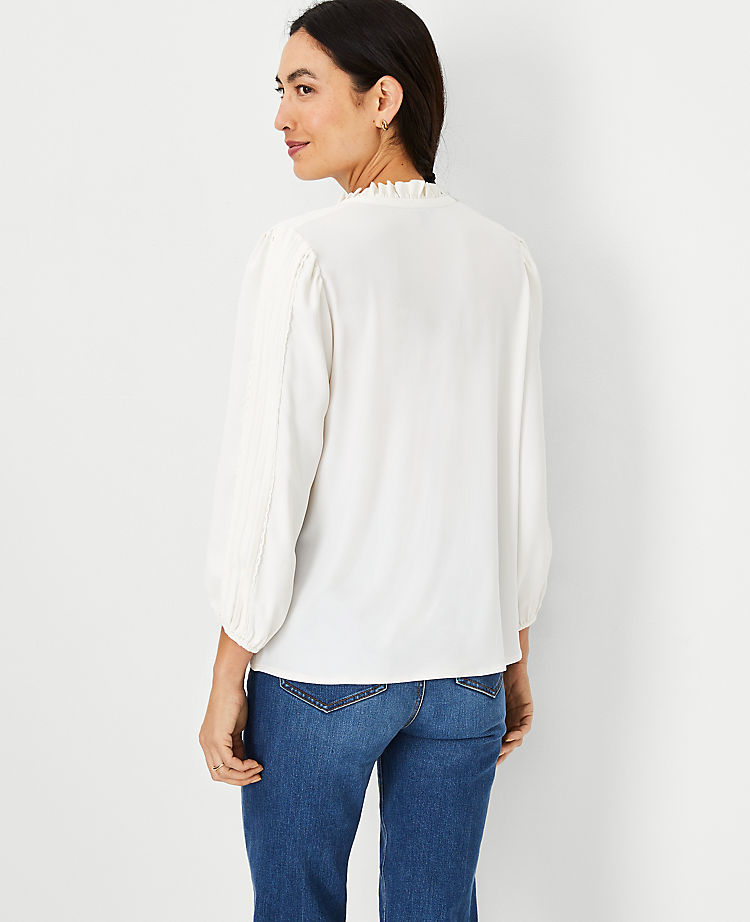 Ann Taylor Outlet |  Pintucked Mixed Media Top