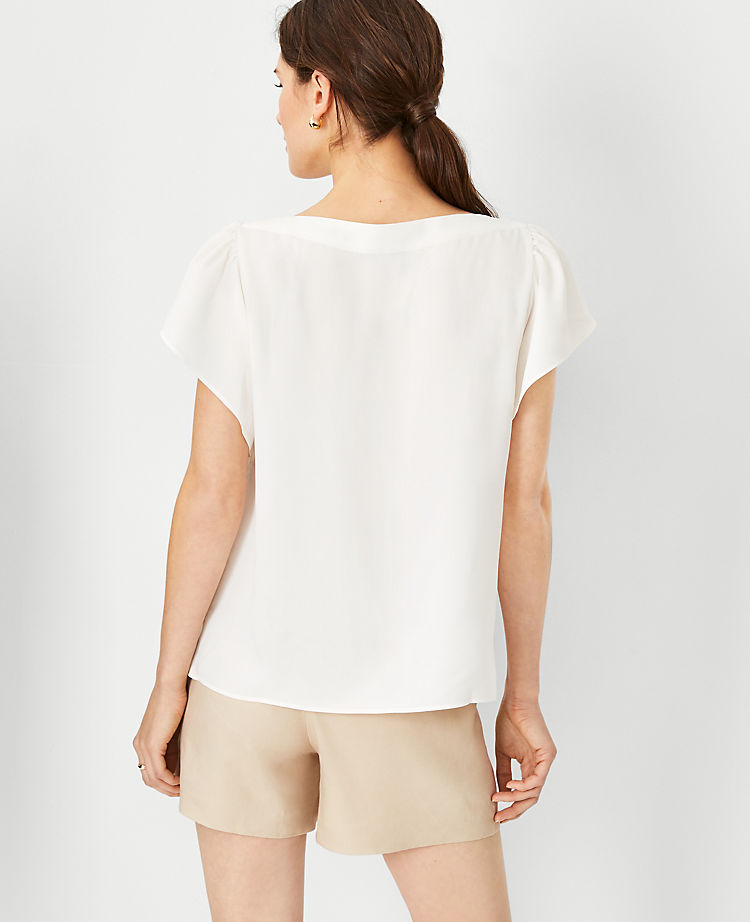 Ann Taylor Outlet |  Flutter Sleeve Square Neck Top